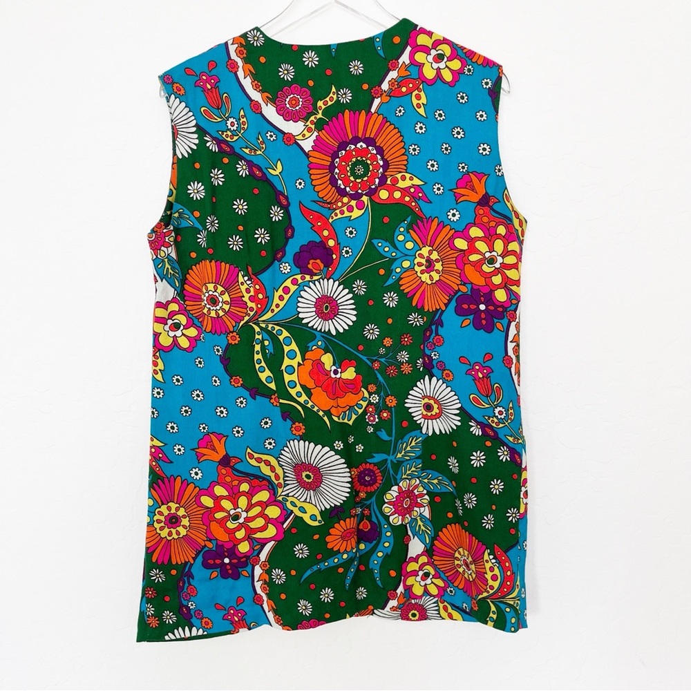 Vintage 1960s Sleeveless Hawaiian Vest Flower Power Size 18 - Picture 6 of 8